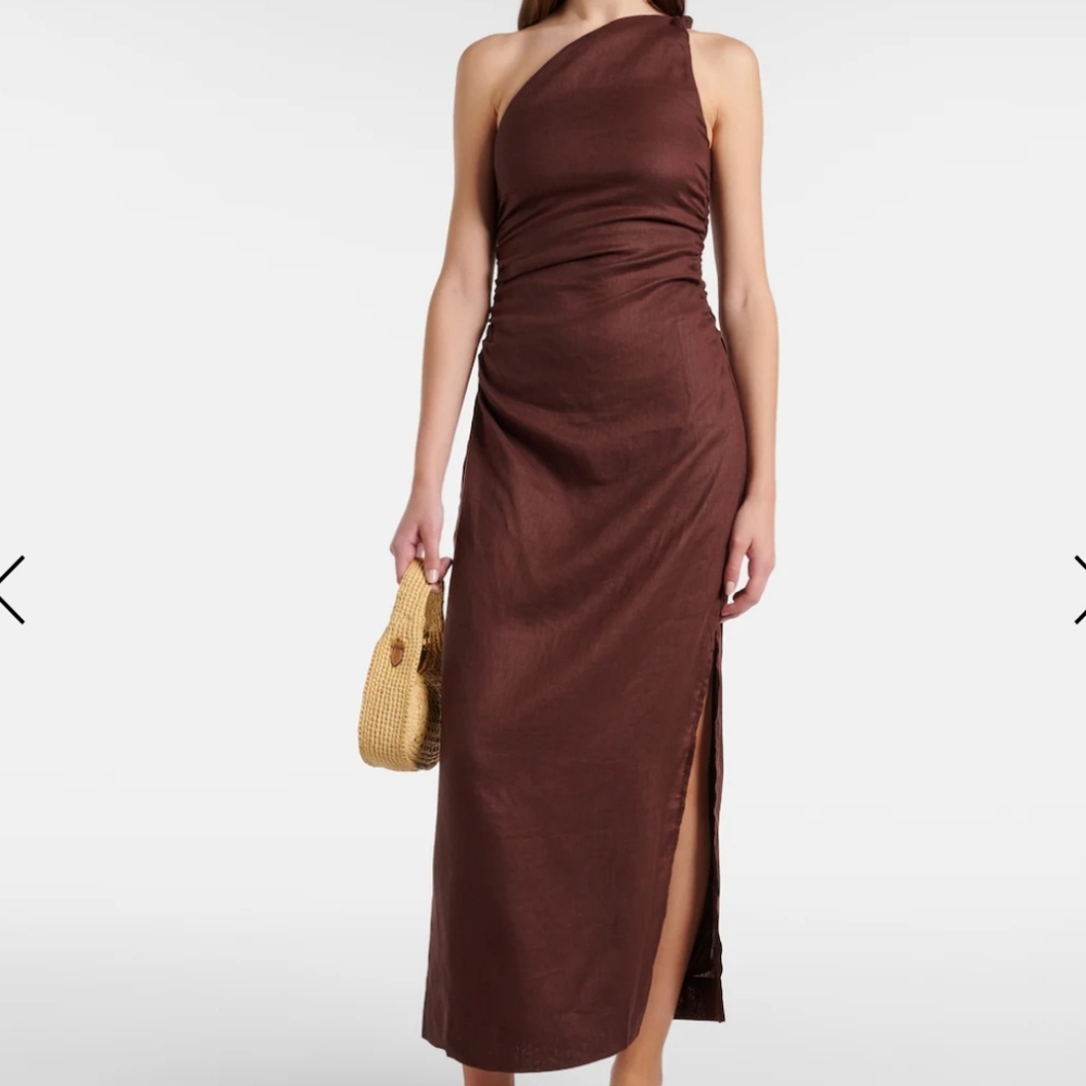 739 NWT Faithfull Jomana one-shoulder linen midi dress Size XS